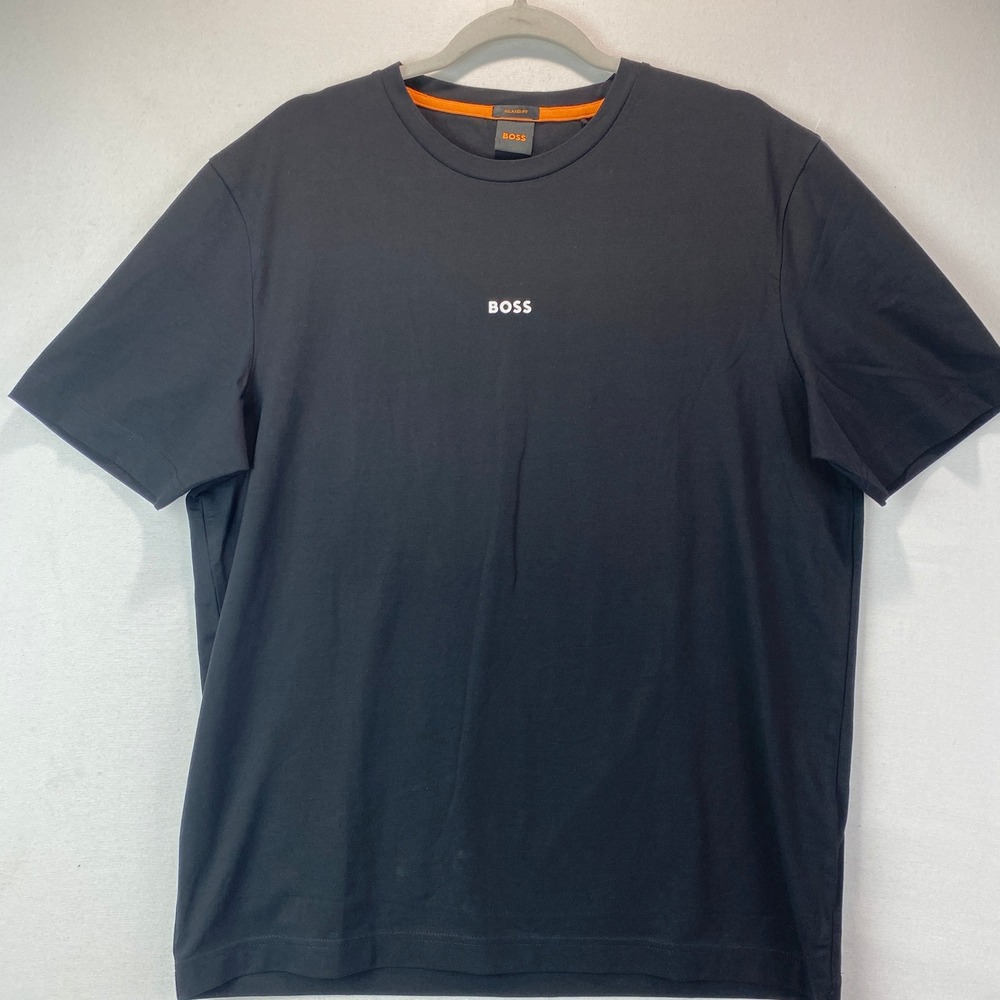 Hugo Boss Relaxed Fit Logo Tee Mens Size L Black Cotton Short Sleeve Crew Neck